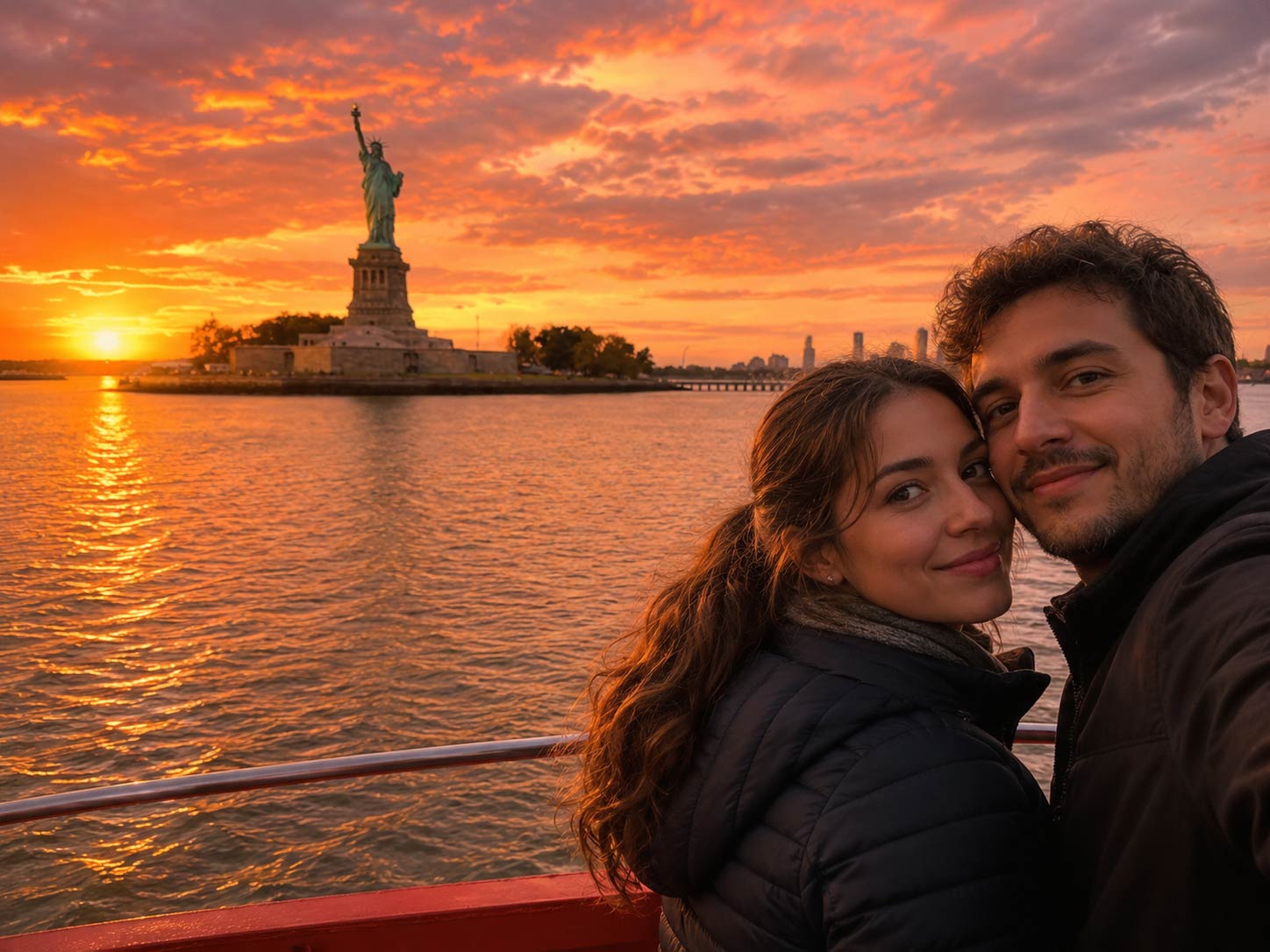 New York Sunset Cruise and Statue of Liberty views from New York Harbor
